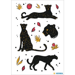 HERMA Black Panther Sticker with precious gold embossing