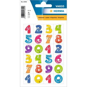 HERMA numbers 20 mm 1-0 paper funny faces