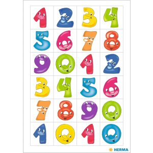 HERMA numbers 20 mm 1-0 paper funny faces