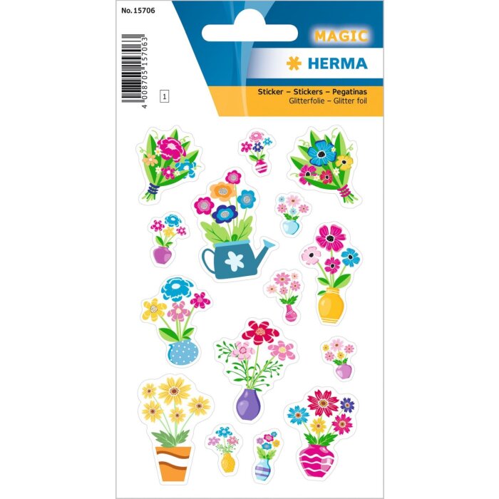 HERMA Flower Sticker with Glitter