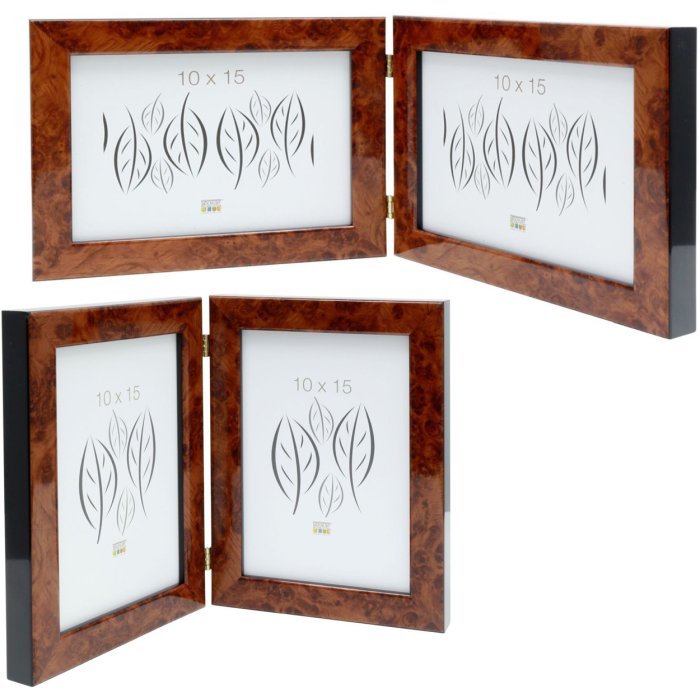 Deknudt double frame S46RG1 root wood look 2 photos 10x15 cm to 15x20 cm