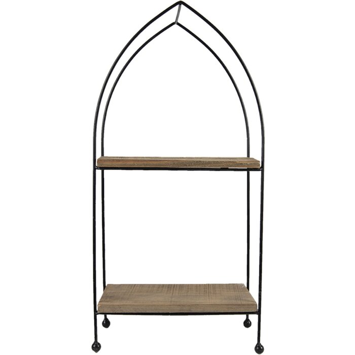 Clayre & Eef Iron Shelf with Wood 50620 brown 27x14x57 cm