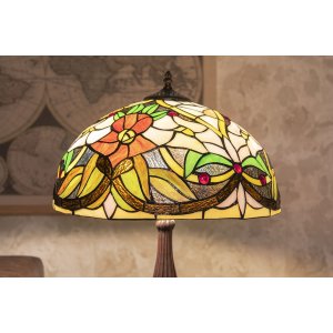 LumiLamp 5ll-6126 Table lamp Tiffany ø 41x58 cm E27-max 2x60W Beige Flowers