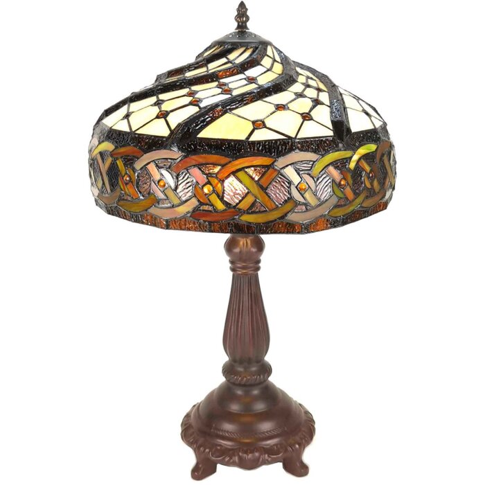 LumiLamp 5ll-6136 Table lamp Tiffany ø 38x57 cm E27-max 2x60W Brown