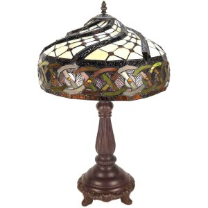 LumiLamp 5ll-6136 Table lamp Tiffany ø 38x57 cm E27-max 2x60W Brown