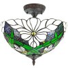 LumiLamp 5LL-6139 Ceiling lamp Tiffany Ø 36x35 cm E27-max 2x60W Green, White