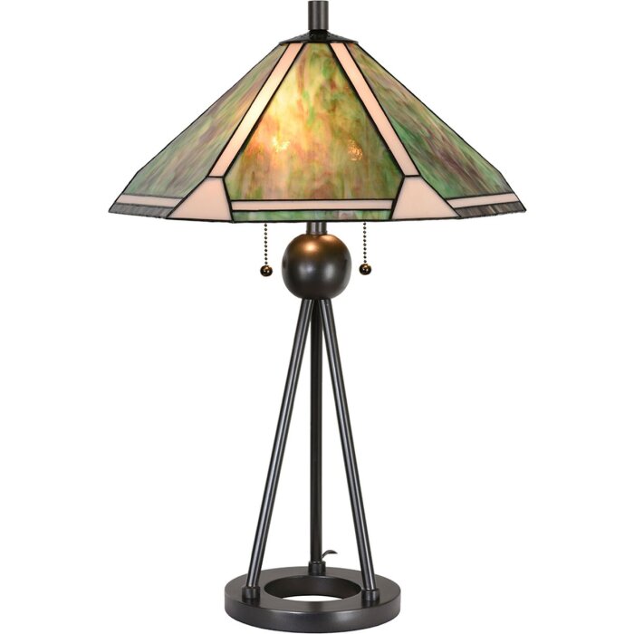 LumiLamp 5LL-6165 Table Lamp Tiffany Ø 50x73 cm E27-max 2x60W Green, Brown, Beige