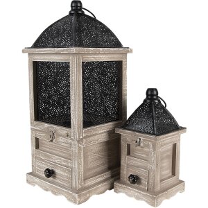 Clayre & Eef 64960 Lanterns set of 2 brown 20x20x53 cm