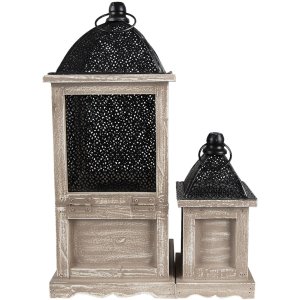 Clayre & Eef 64960 Lanterns set of 2 brown 20x20x53 cm