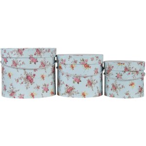 Clayre & Eef 65008 Hat box set of 3 blue ø...