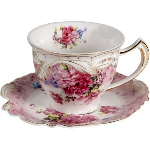 Clayre & Eef 6ce1270 Coffee cup with saucer white,...