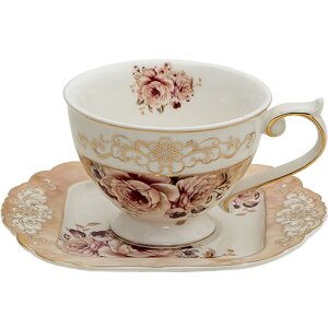 Clayre & Eef 6ce1271 Coffee cup with saucer Pink,...