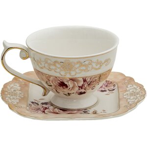 Clayre & Eef 6ce1271 Coffee cup with saucer Pink,...