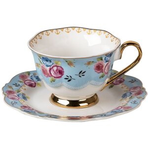 Clayre & Eef 6ce1278 Coffee cup with saucer blue,...