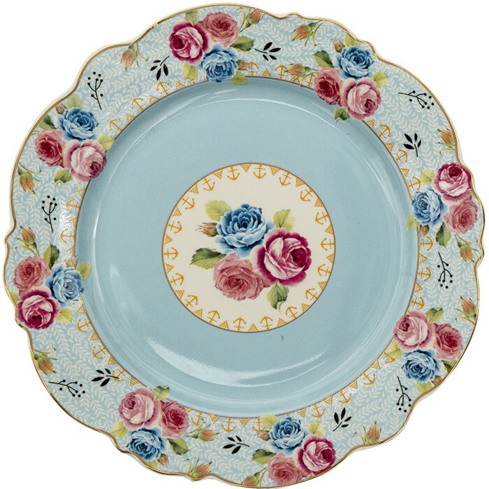 Clayre & Eef 6ce1280 Tableware Breakfast Plate Blue ø 20x2 cm