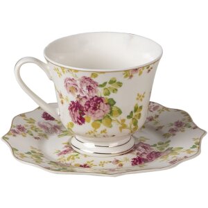 Clayre & Eef 6ce1293 Coffee cup with saucer white 200 ml