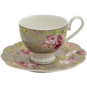 Clayre & Eef 6ce1294 Coffee cup with saucer green,...