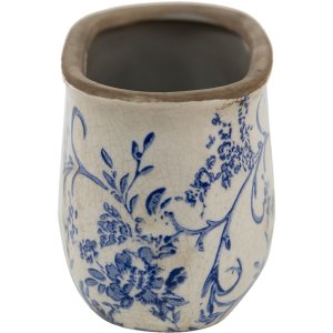 Clayre & Eef 6ce1398m Flower pot for indoor Blue, White 17x10x10 cm