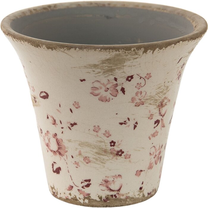 Clayre & Eef 6ce1418 Flower pot for indoor Pink, Beige ø 12x11 cm