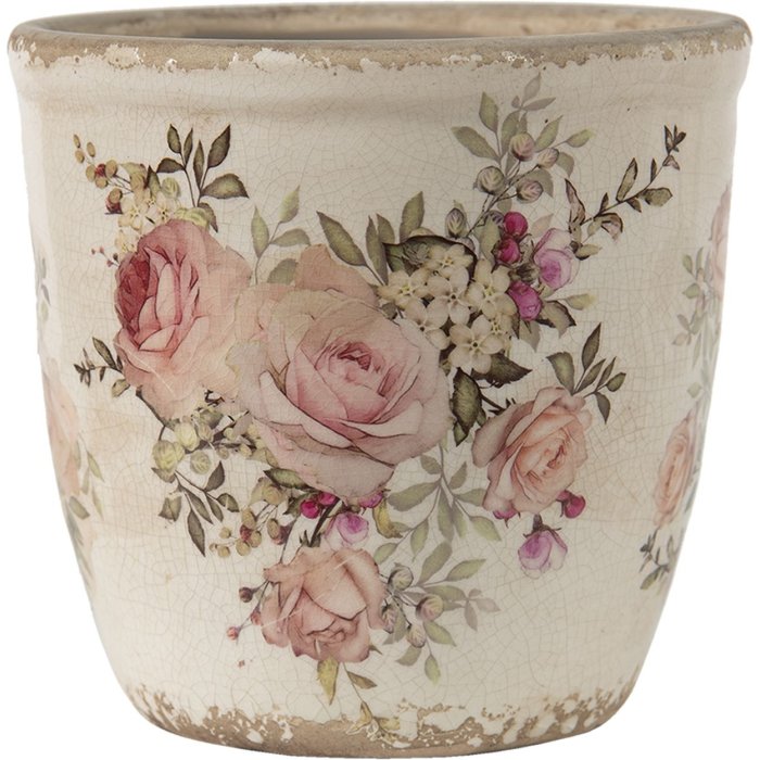 Clayre & Eef 6ce1421s flower pot for indoor Pink, Beige ø 11x10 cm