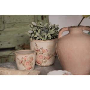 Clayre & Eef 6ce1421s flower pot for indoor Pink, Beige ø 11x10 cm