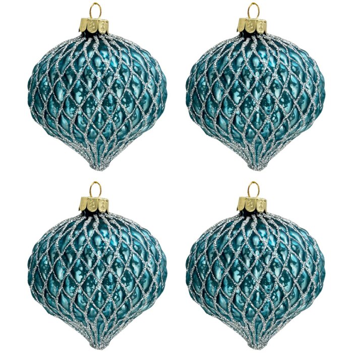 Clayre & Eef 6gl3286 Christmas balls set of 4 blue ø 8 cm