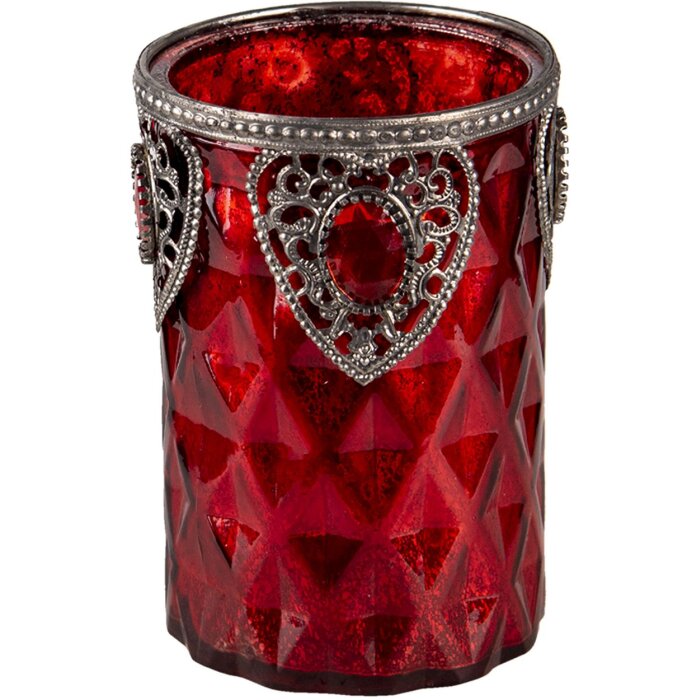 Clayre & Eef 6gl3350 glass candle holder red ø 9x14 cm