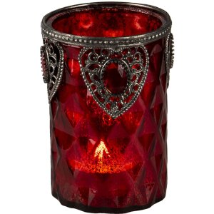 Clayre & Eef 6gl3350 glass candle holder red ø...