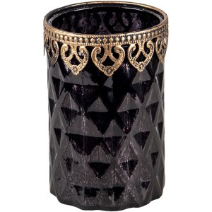 Clayre & Eef 6gl3351 Glass Candle Holder Black...