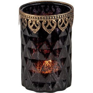 Clayre & Eef 6gl3351 Glass Candle Holder Black...