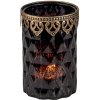 Clayre & Eef 6gl3351 Glass Candle Holder Black ø 9x14 cm