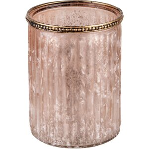 Clayre & Eef 6gl3357 Glass Candle Holder Beige, Pink...