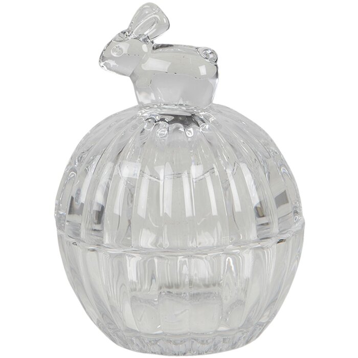 Clayre & Eef 6gl3393 Bonbonniere with lid Rabbit Transparent 8x8x11 cm