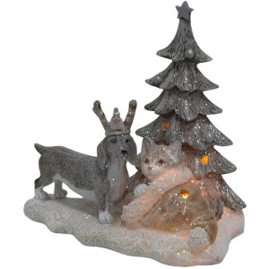 Clayre & Eef 6pr4631 Deco Cat and Dog Grey, Beige, White 16x10x15 cm led