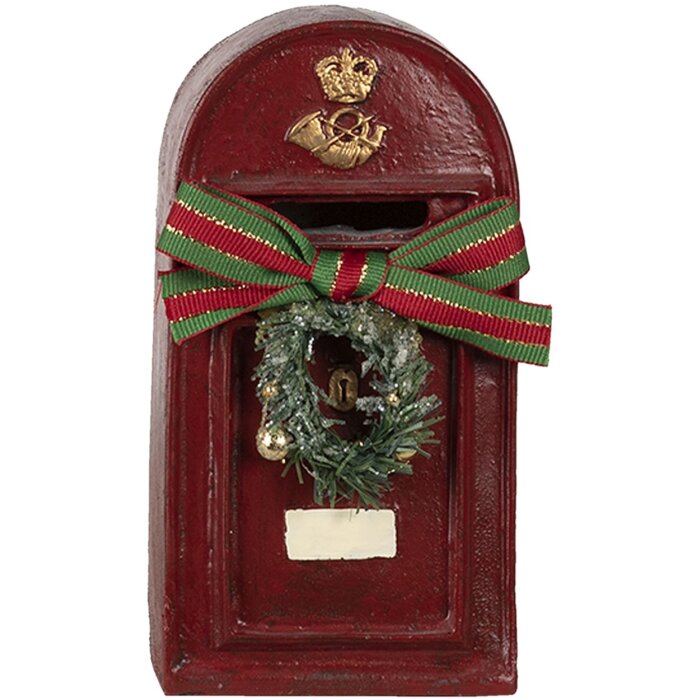 Clayre & Eef 6pr4748 Christmas decoration statue letterbox red 8x6x15 cm