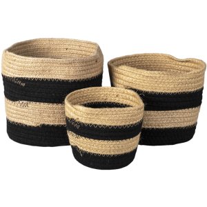 Clayre & Eef 6ro0531 Storage baskets set of 3 black ø 22x19 cm