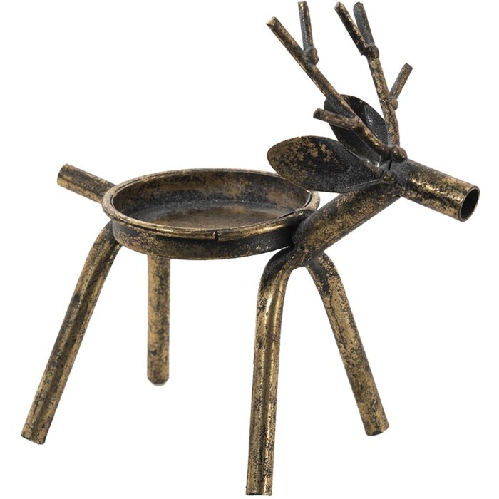 Clayre & Eef 6y4506 Candlestick reindeer copper color 16x8x16 cm