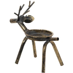 Clayre & Eef 6y4506 Candlestick reindeer copper color 16x8x16 cm