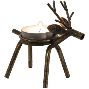 Clayre & Eef 6y4506 Candlestick reindeer copper color 16x8x16 cm