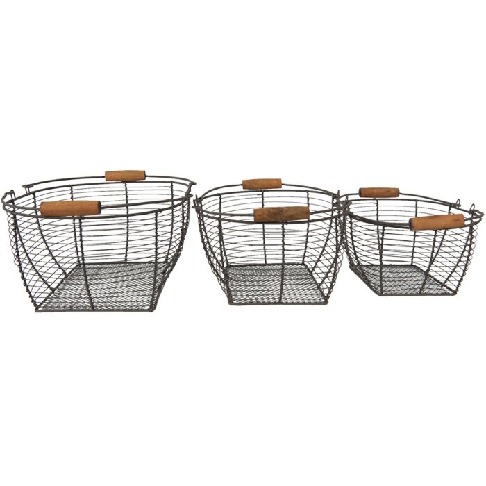 Clayre & Eef 6y4660 Storage baskets set of 3 brown 35x26x14 cm