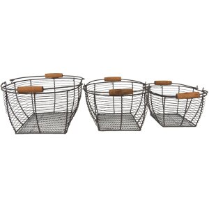 Clayre & Eef 6y4660 Storage baskets set of 3 brown...