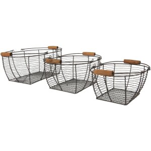 Clayre & Eef 6y4660 Storage baskets set of 3 brown...