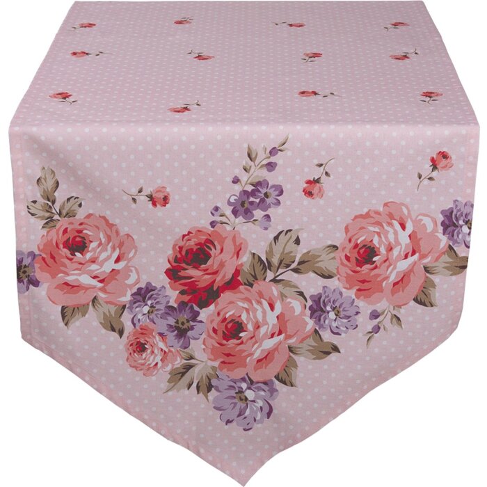 Clayre & Eef dtr65 table runner pink, lilac 50x160 cm