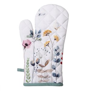 Clayre & Eef fob44 oven gloves white, grun 18x30 cm