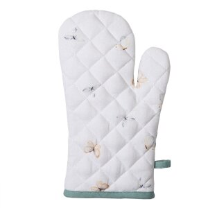 Clayre & Eef fob44 oven gloves white, grun 18x30 cm