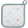 Clayre & Eef fob45 pot holder white, green 20x20 cm