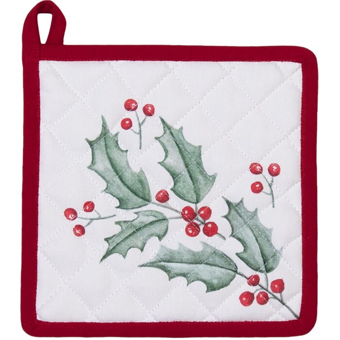 Clayre & Eef hch45 pot holder white, red 20x20 cm