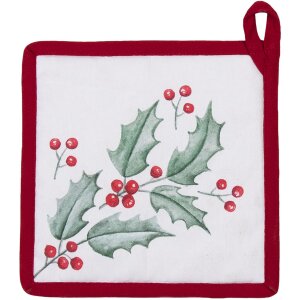 Clayre & Eef hch45 pot holder white, red 20x20 cm