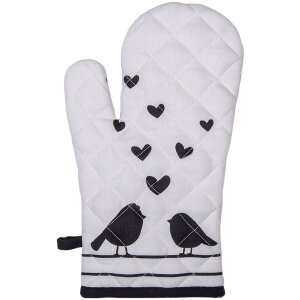 Clayre & Eef lbs44 Oven Gloves White, Black 18x30 cm