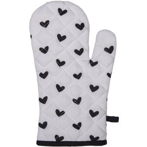 Clayre & Eef lbs44 Oven Gloves White, Black 18x30 cm